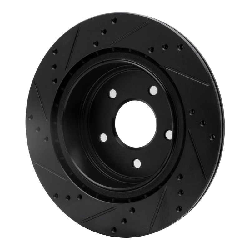 Infiniti EX37 Brake Rotor (1) - Rear Right - R1 Concepts - Drilled & Slotted - Black - `05-`25